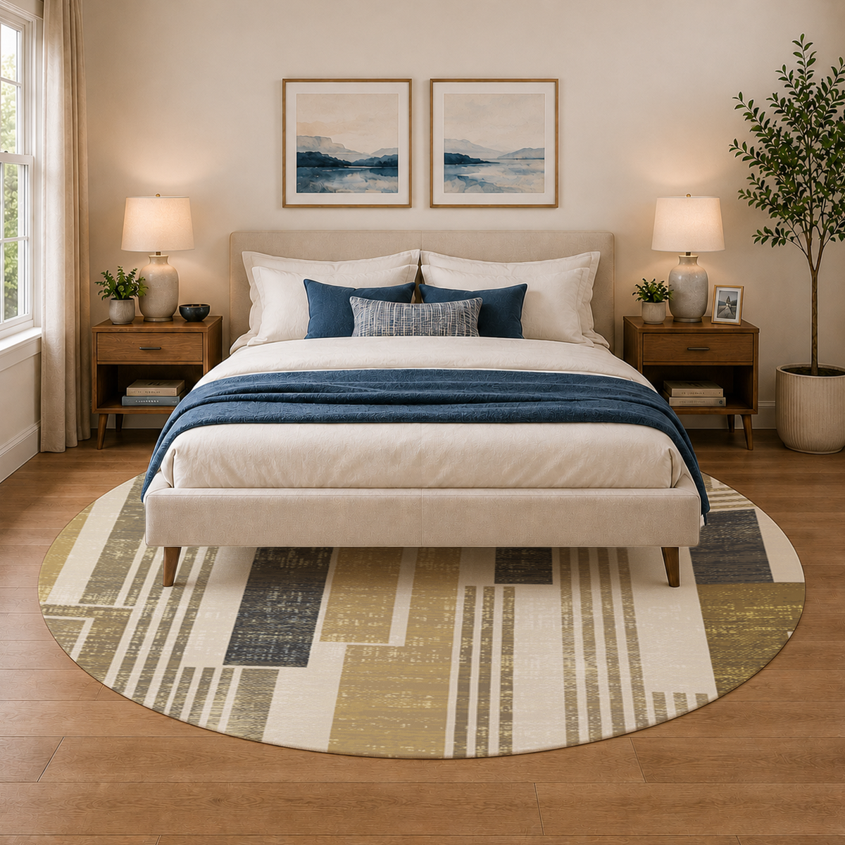 Golden Linear Geo Rug