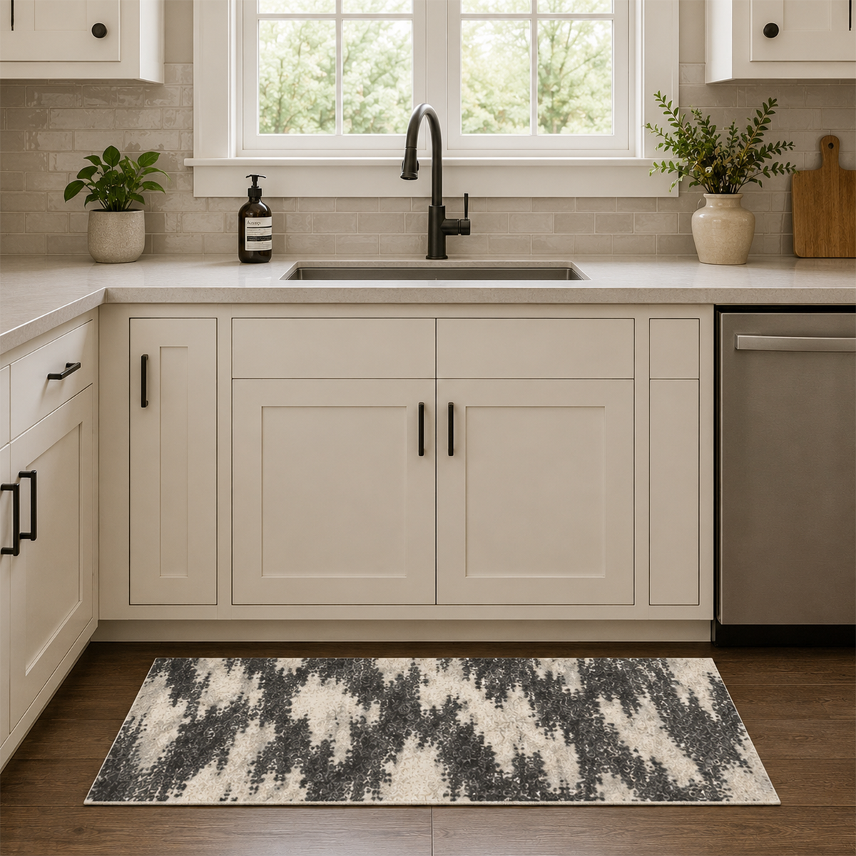 Charcoal Cloud Abstract Rug