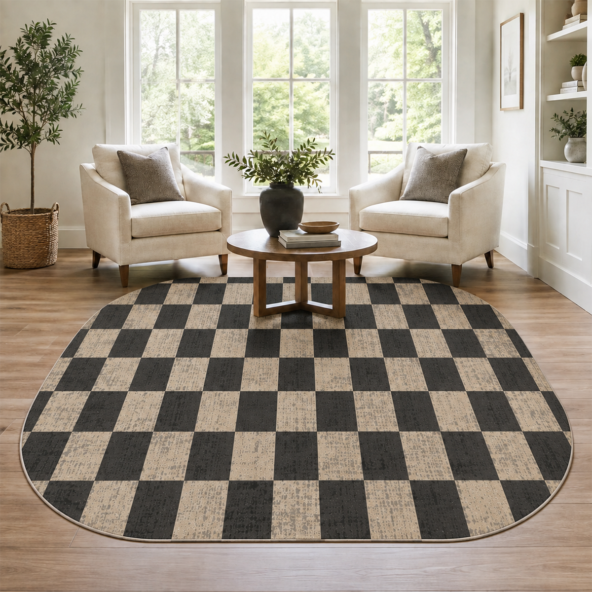 Classic Two-Tone Checkerboard Rug