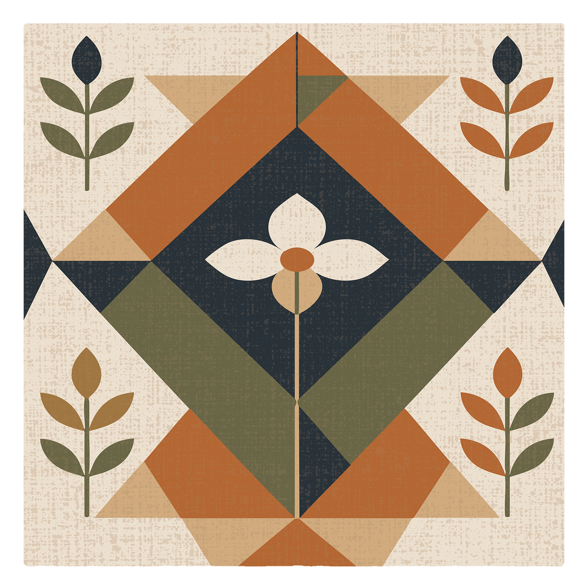 Botanical Geo Diamond Rug
