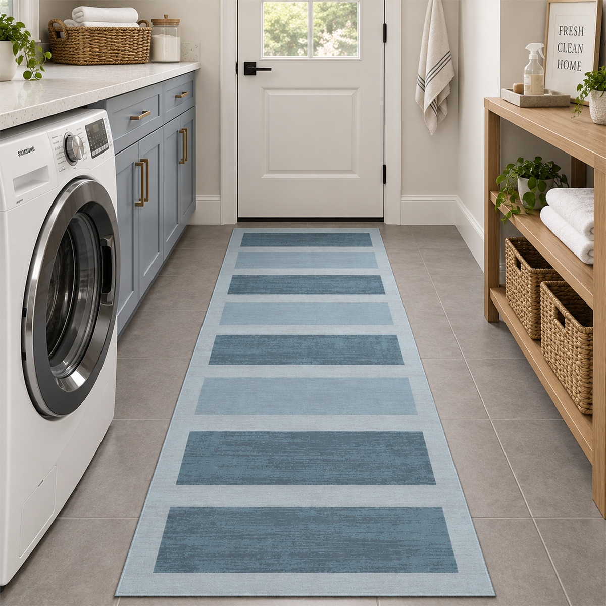 Mist Blue Band Rug