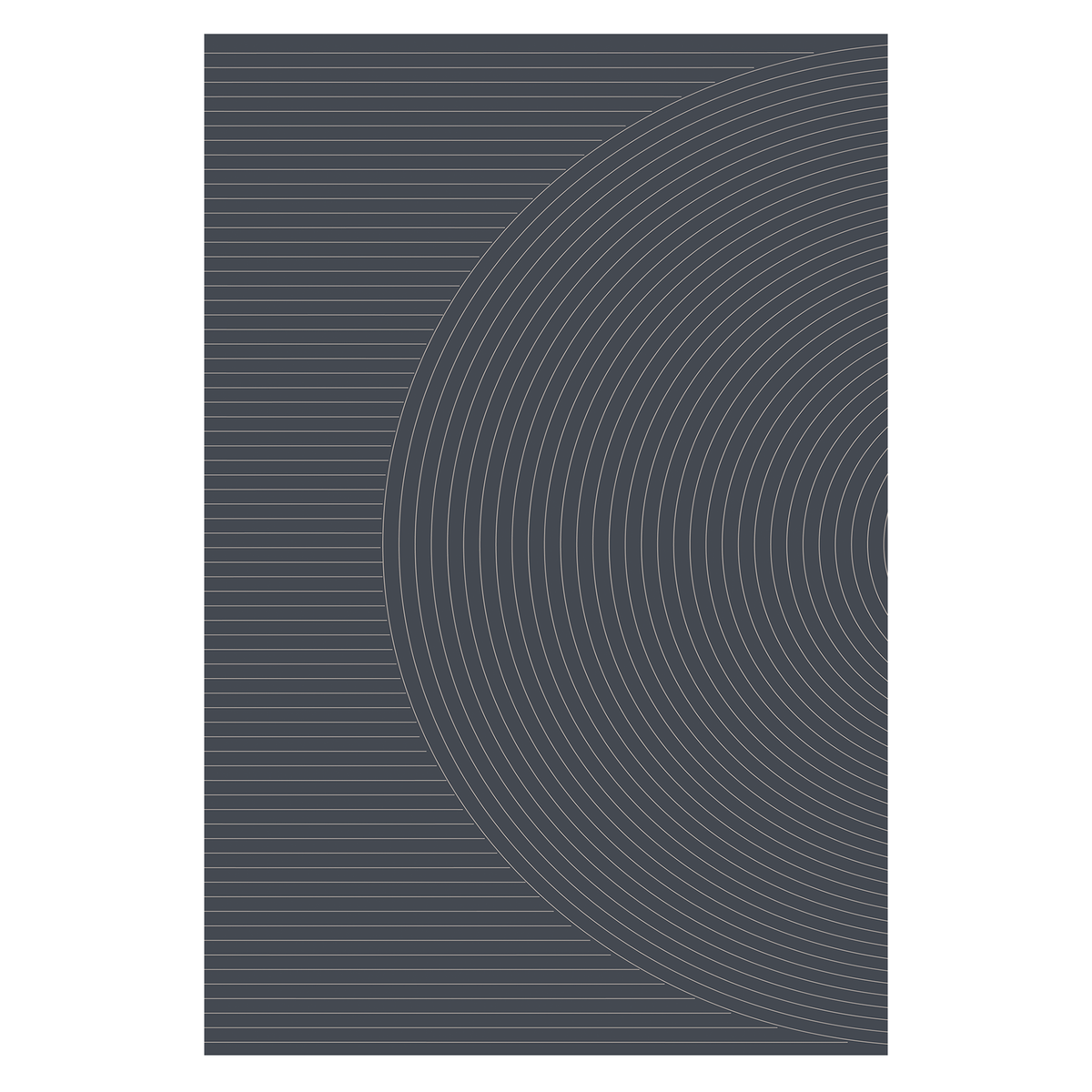 Graphite Concentric Line Rug