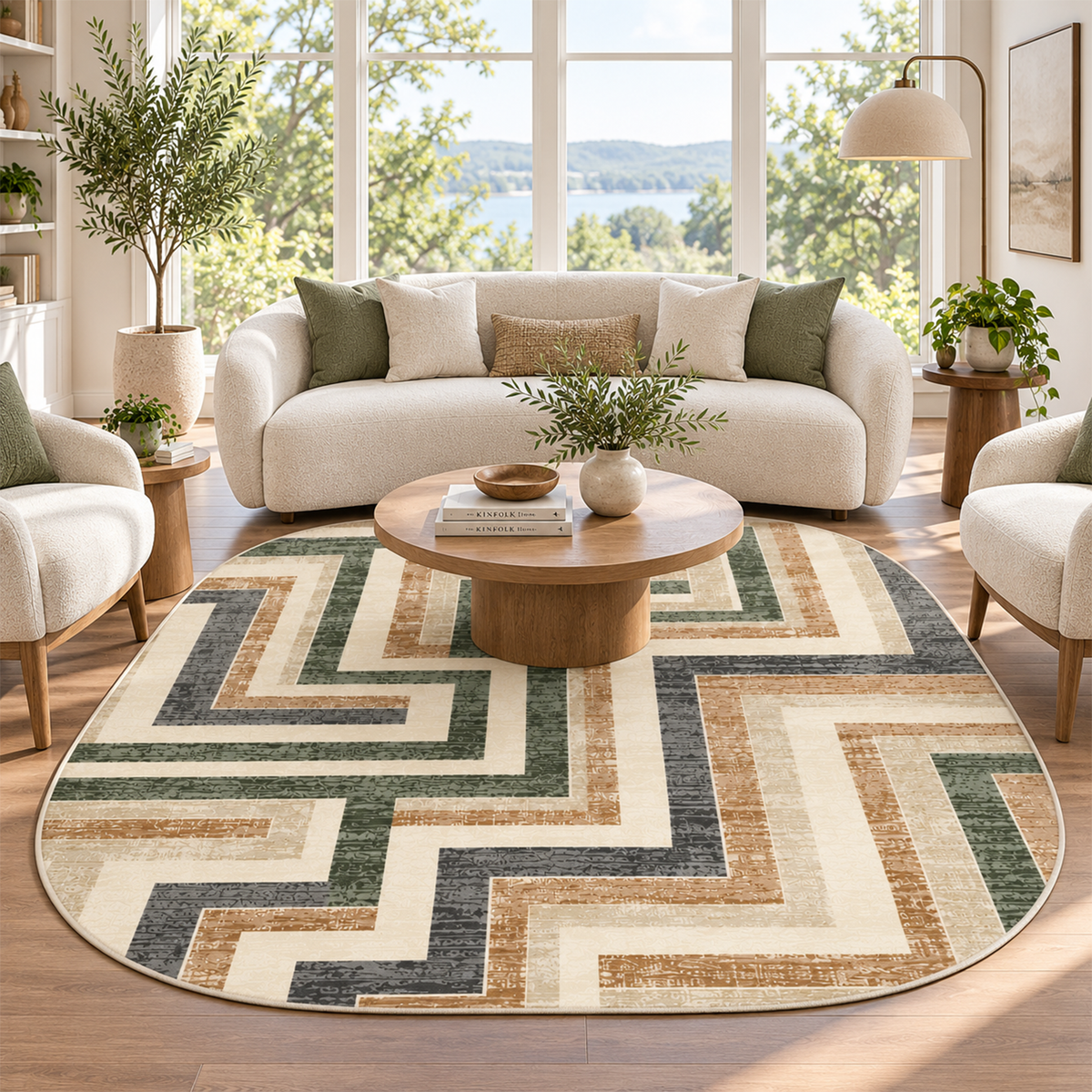 Geometric Maze Path Rug