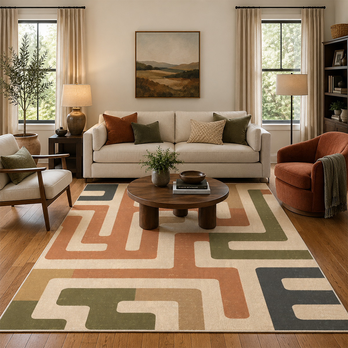 Geometric Circuit Maze Rug