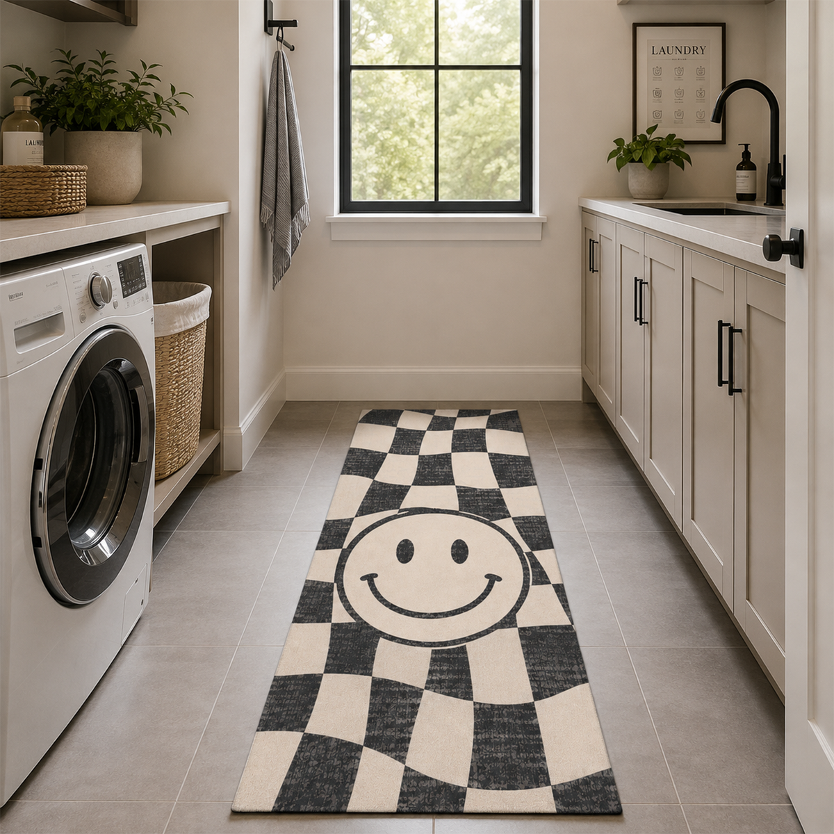 Checkerboard Smiley Rug