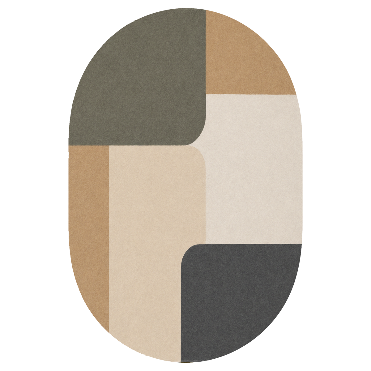 Modern Abstract Curved Color Block Area Rug