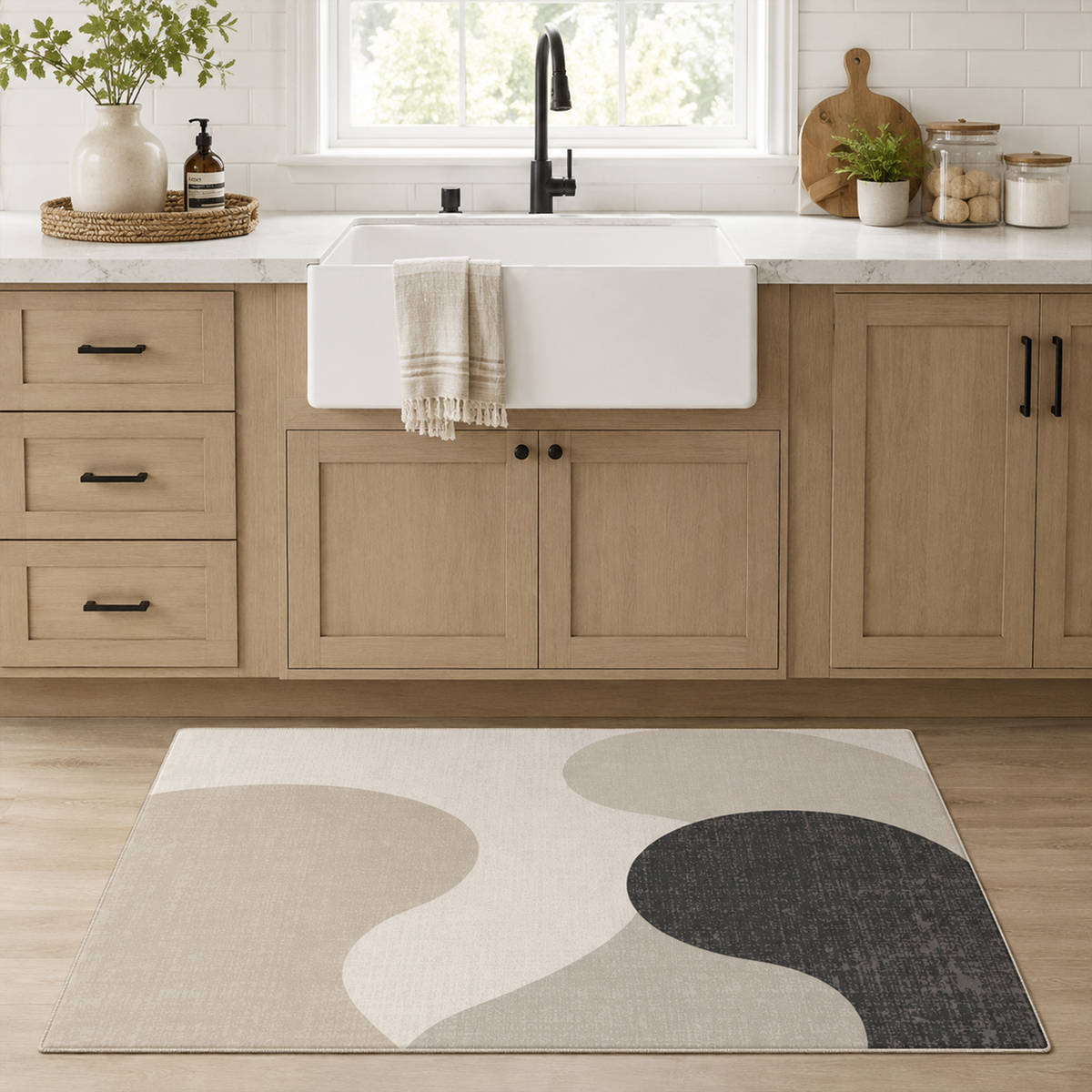 Neutral Organic Shapes Area Rug