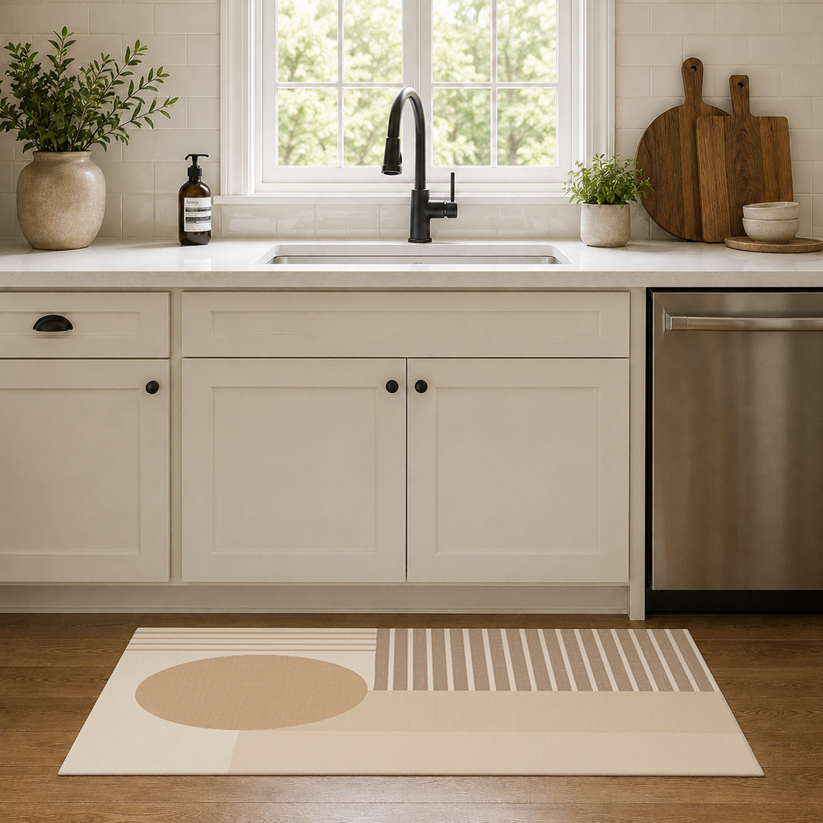Sandstone Linear Geo Rug