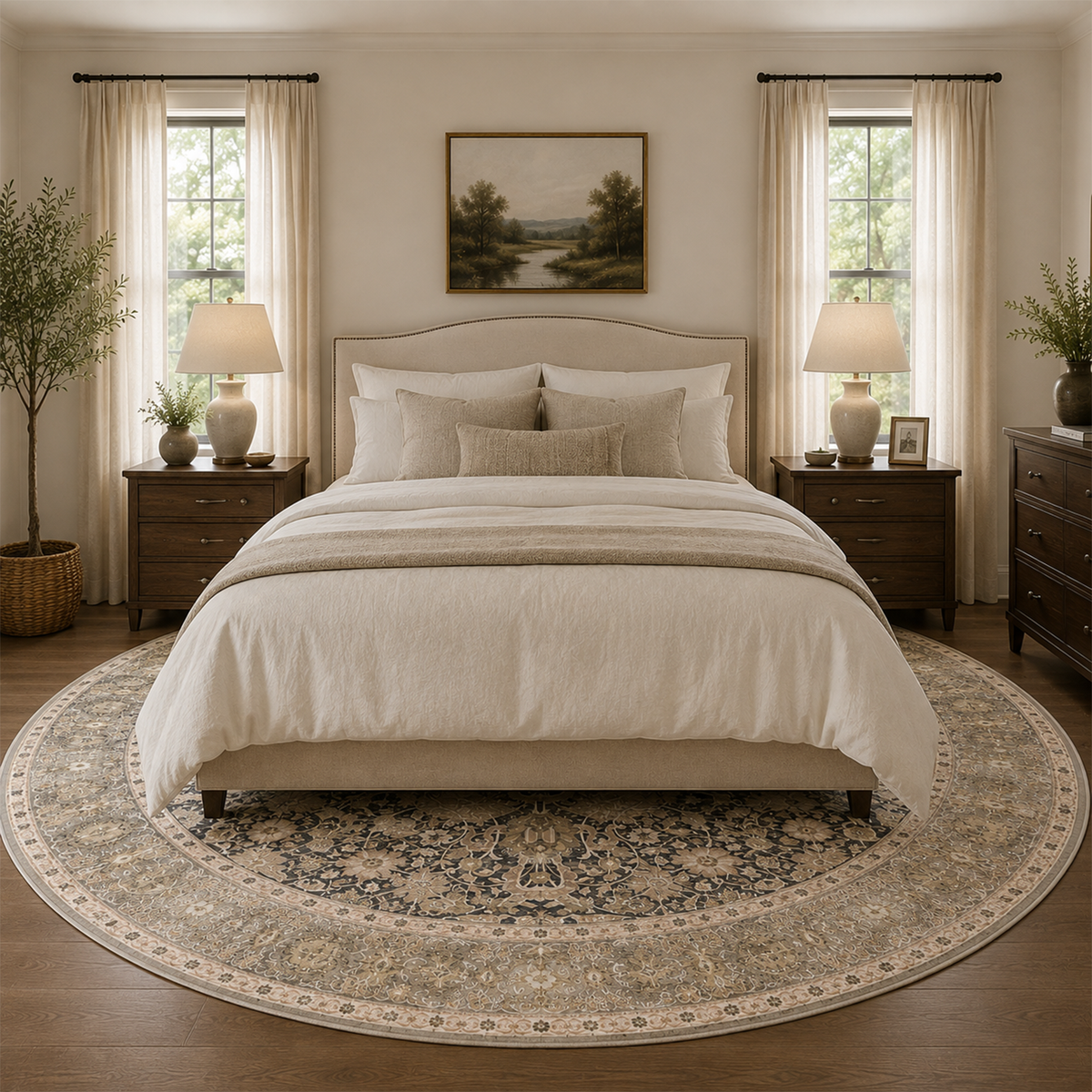 Distressed Charcoal Floral Rug