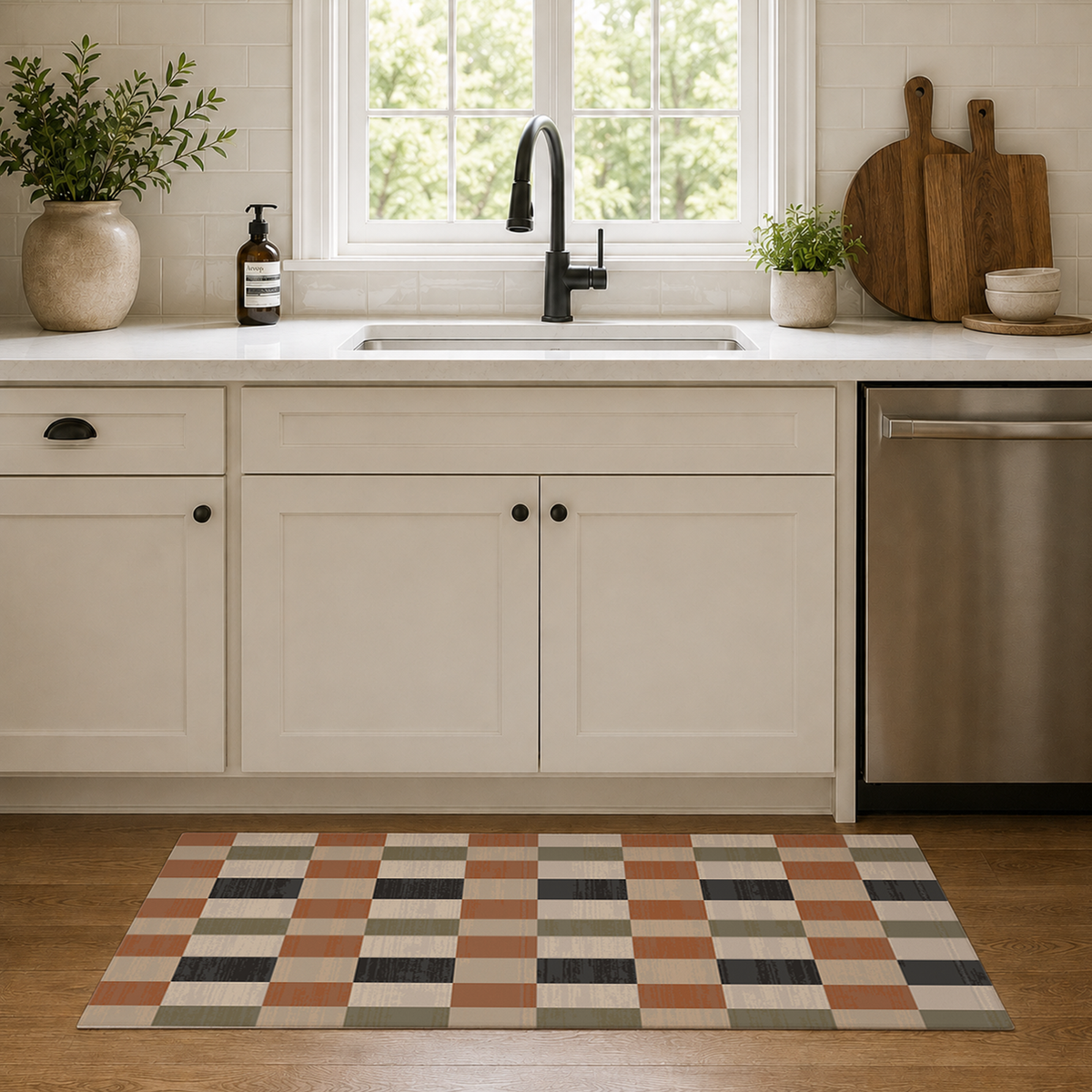 Checkerboard Grid Rug