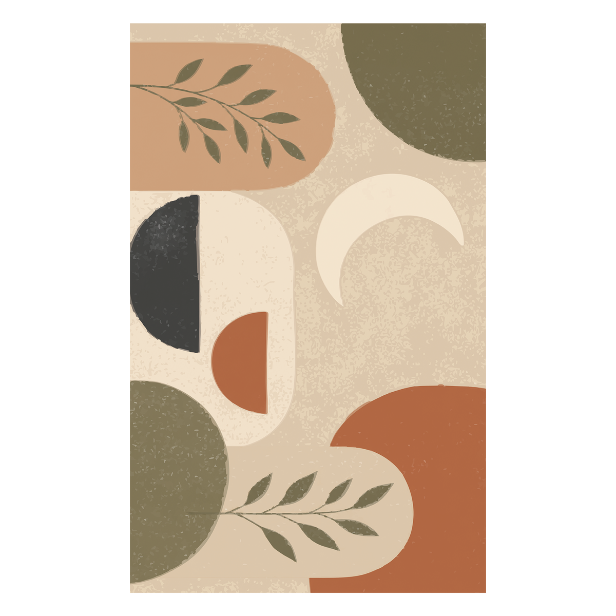 Modern Botanical Geometric Washable Area Rug