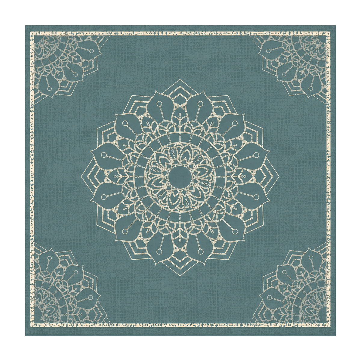 Teal Mandala Medallion Rug