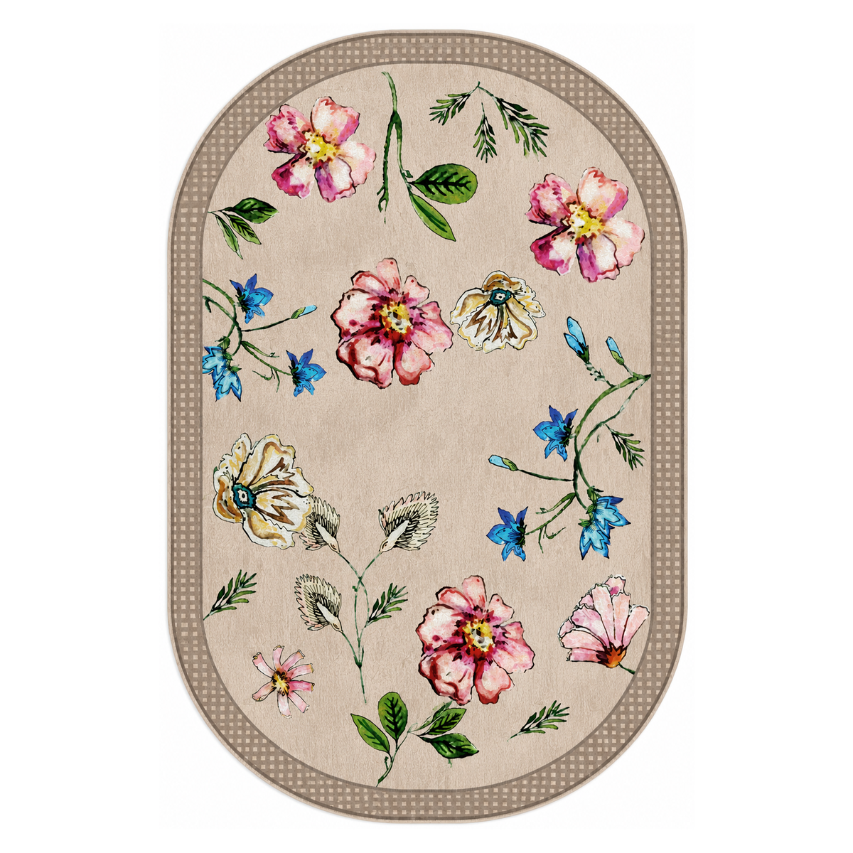 Vintage Floral Botanical Washable Area Rug