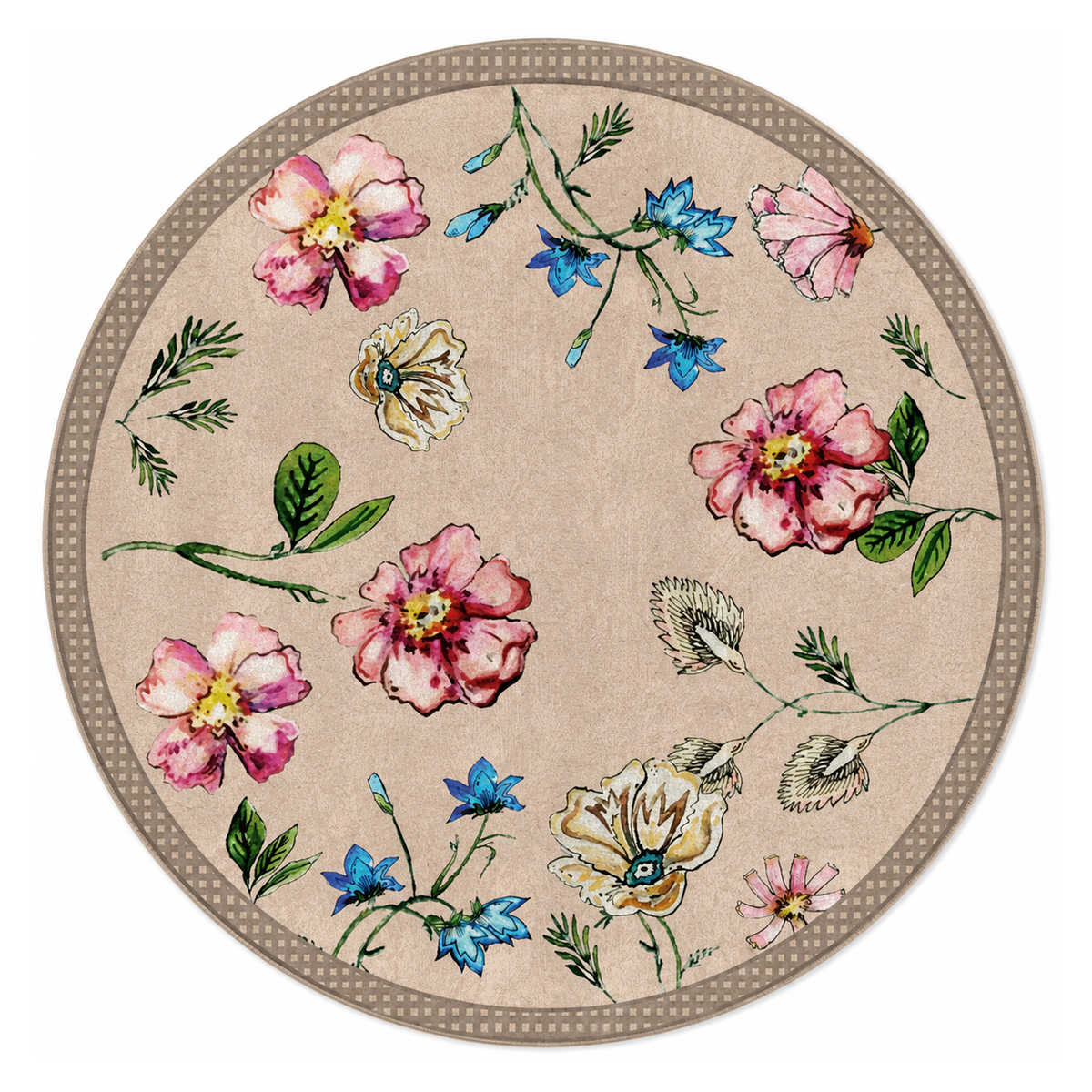 Vintage Floral Botanical Washable Area Rug