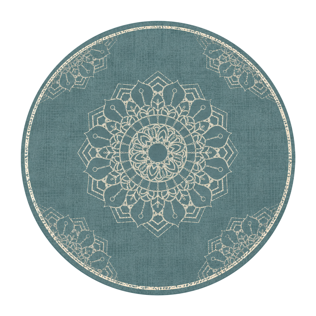 Teal Mandala Medallion Rug