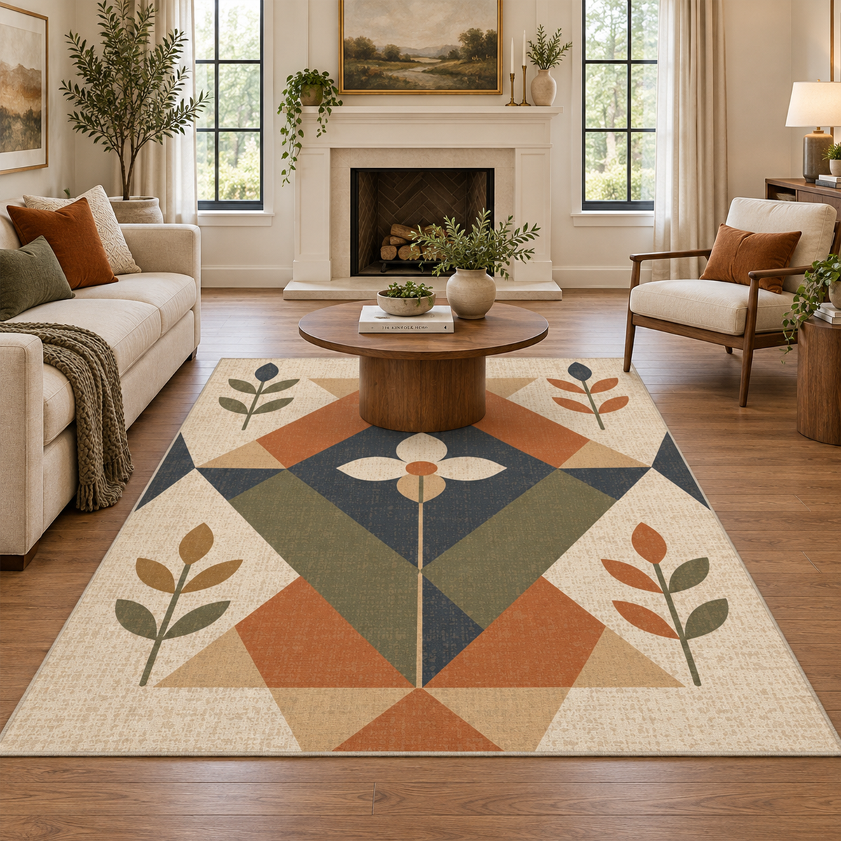 Botanical Geo Diamond Rug
