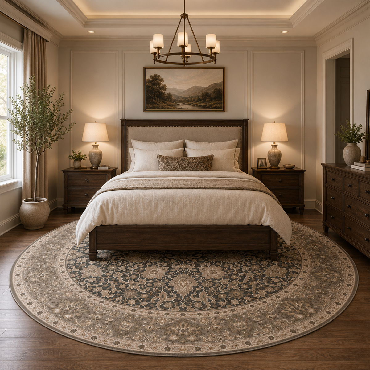 Charcoal Botanical Scroll Rug