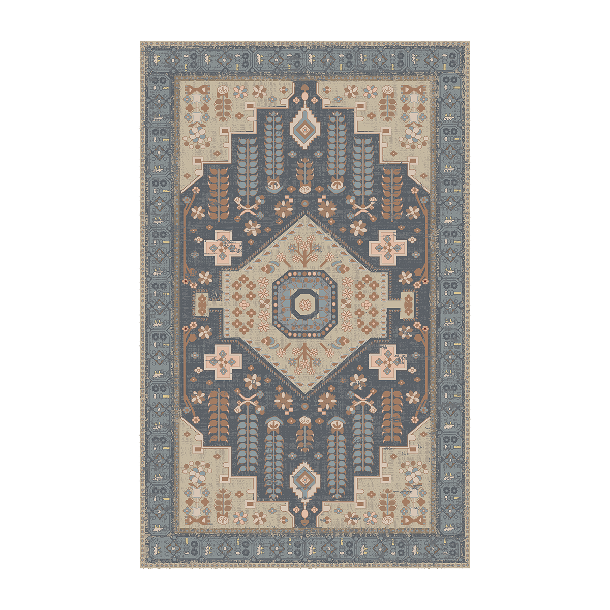 Traditional Navy Medallion Rug
