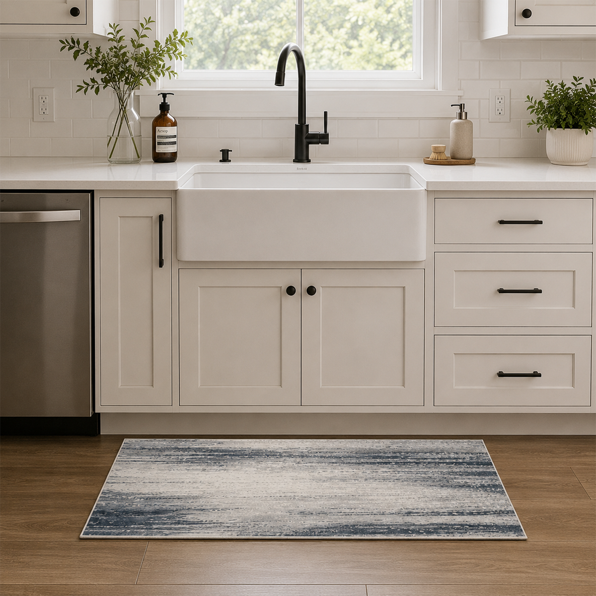 Coastal Blue Linear Rug
