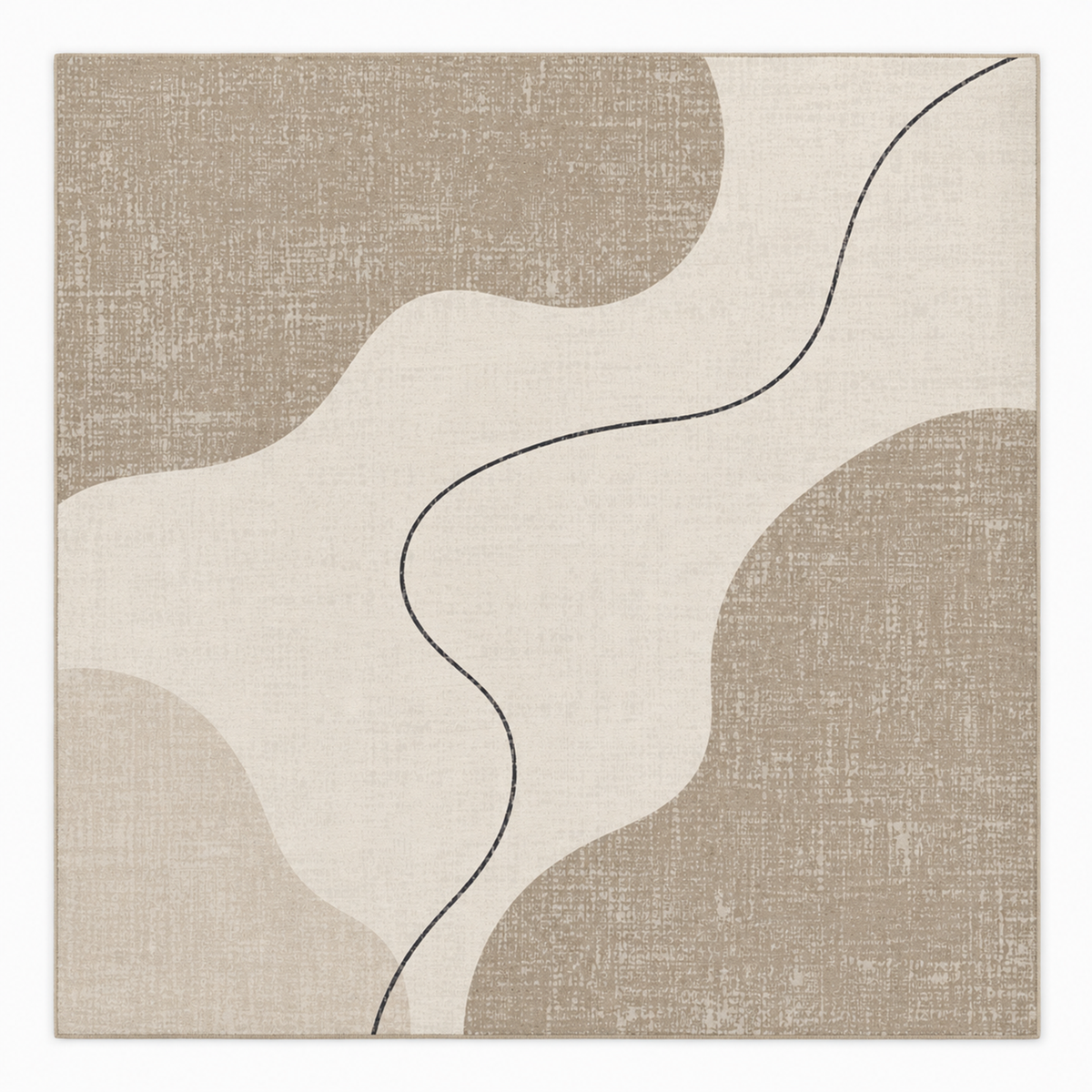 Ivory Abstract Curve Area Rug