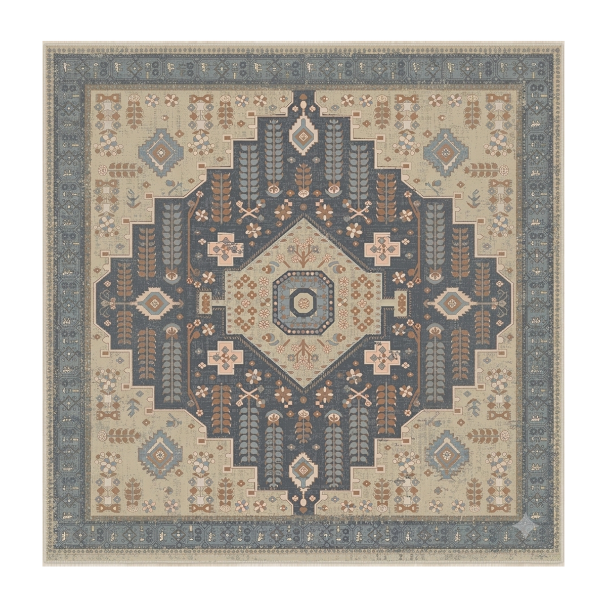 Traditional Navy Medallion Rug
