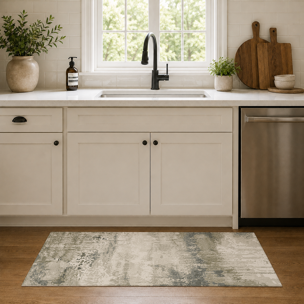 Sage Stone Abstract Rug