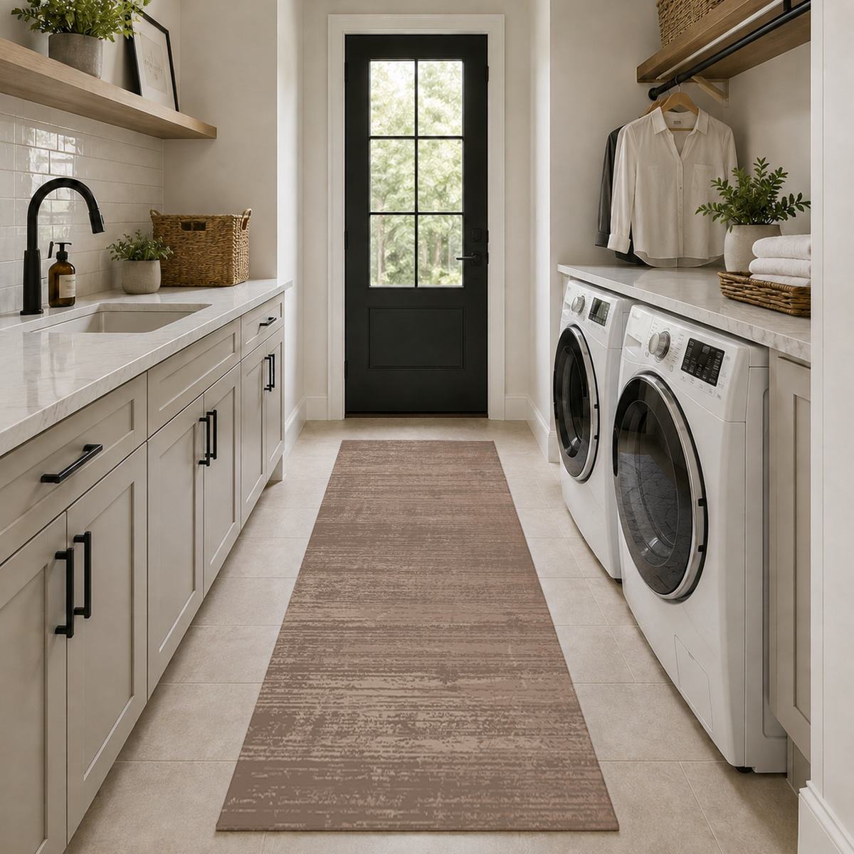 Taupe Distressed Texture Rug