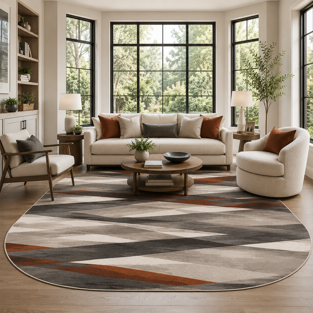 Rust Fusion Geometric Rug