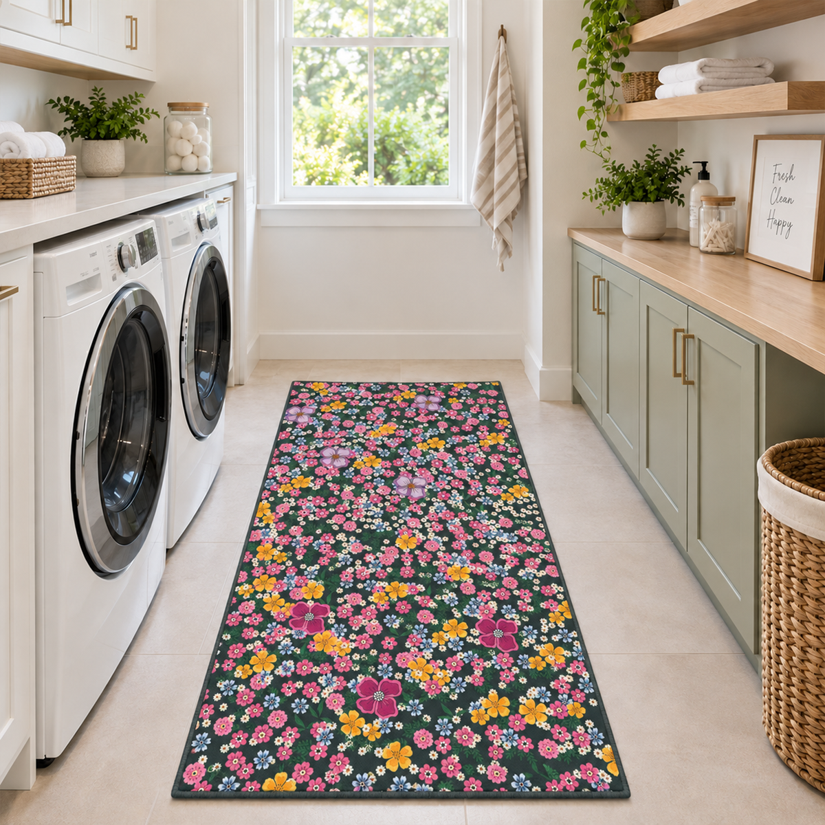 Midnight Blossom Garden Rug