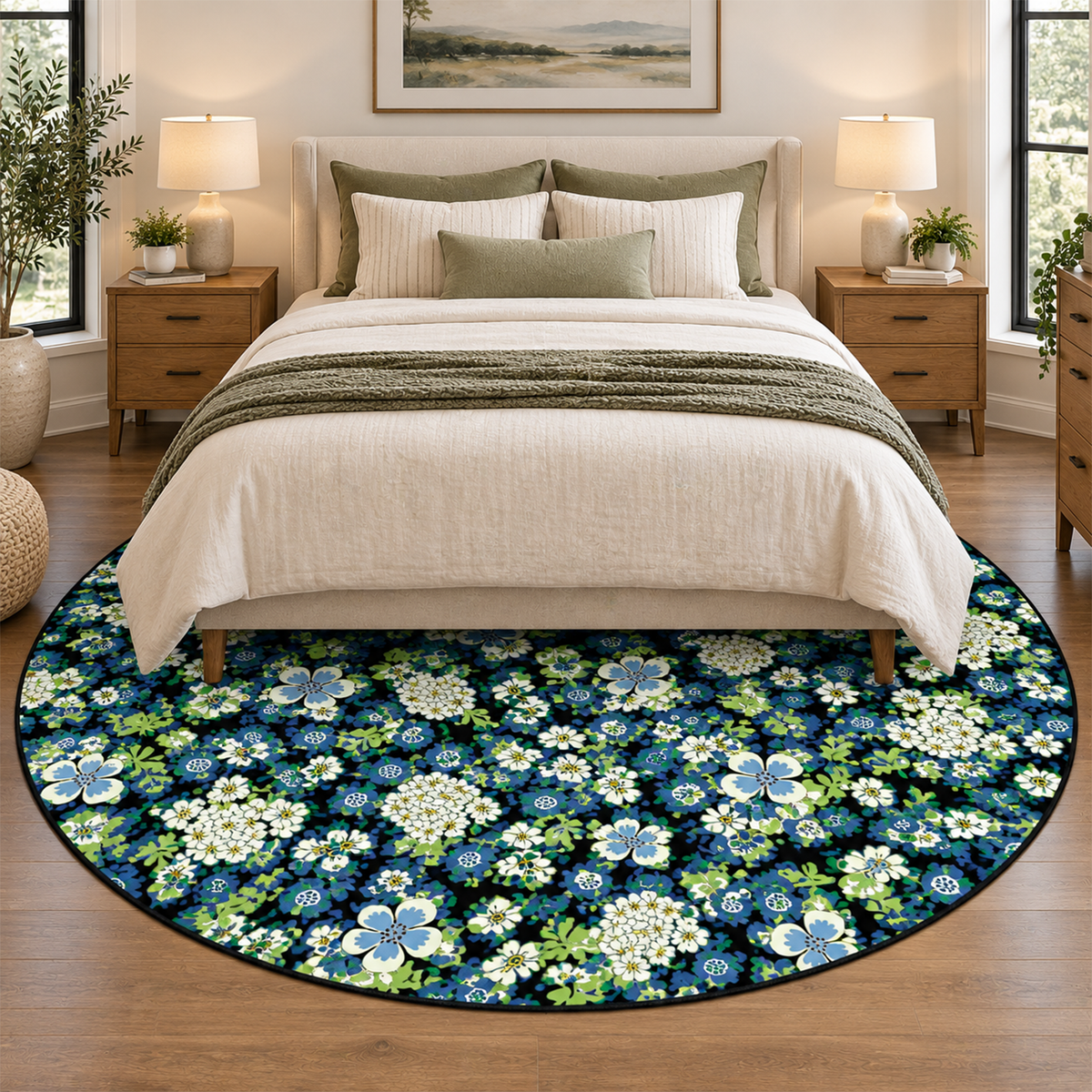 Sapphire Floral Garden Rug