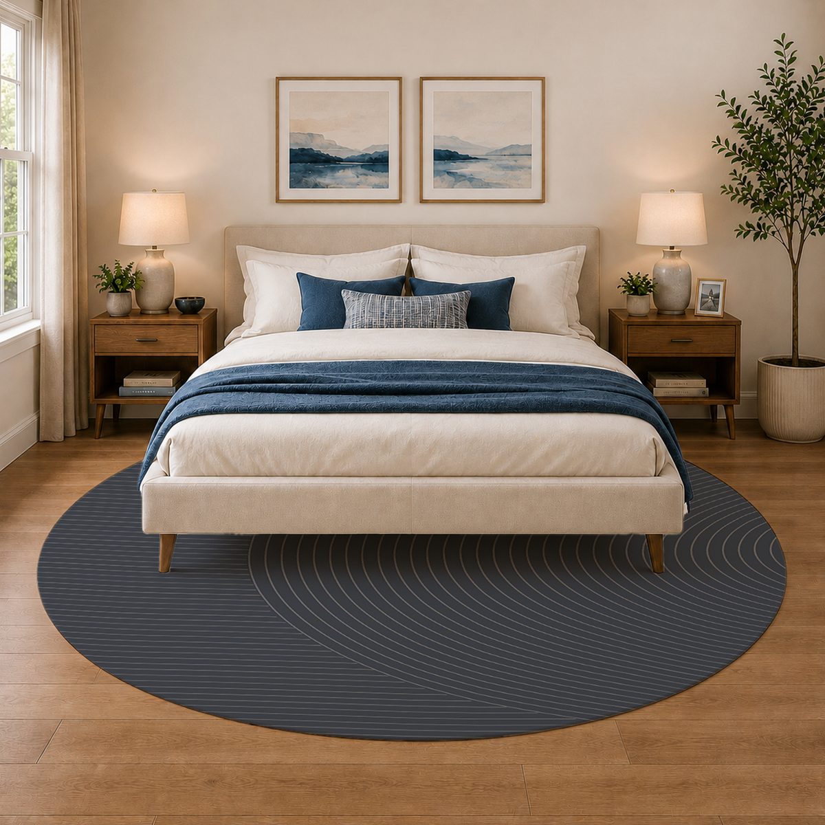 Graphite Concentric Line Rug