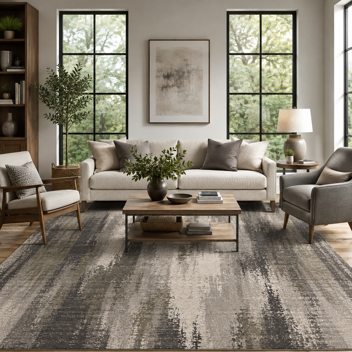 Slate Linear Abstract Rug