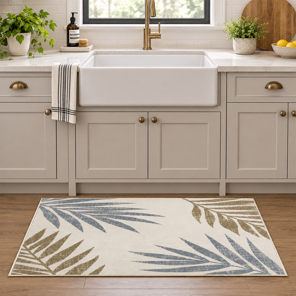 Coastal Palm Leaf Rug