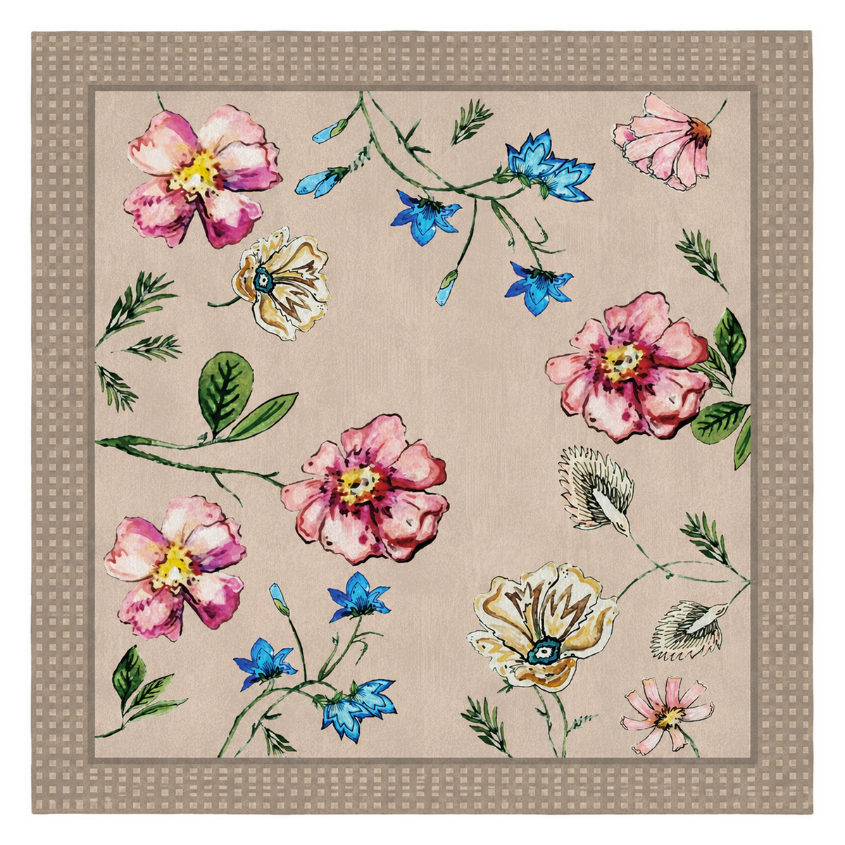 Vintage Floral Botanical Washable Area Rug