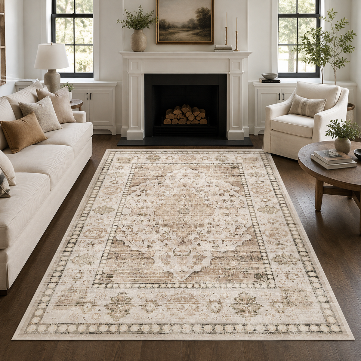 Antique Ivory Floral Rug