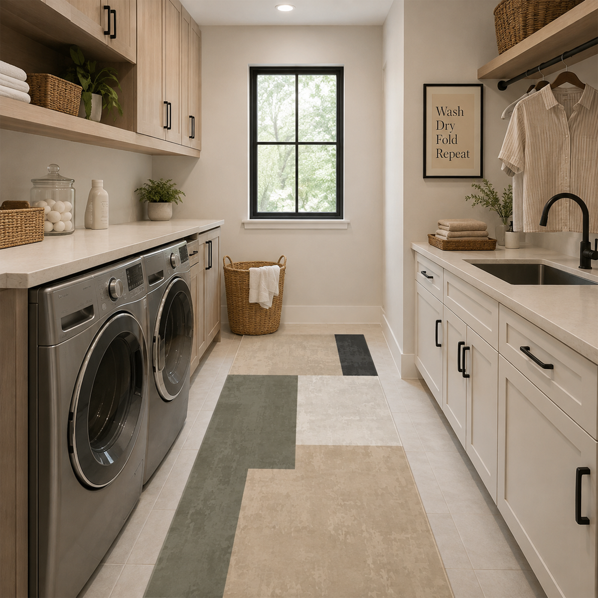 Textured Color Block Area Rug