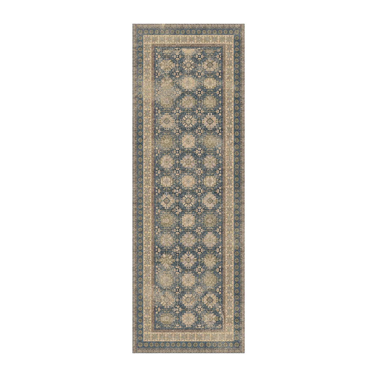 Distressed Navy Botanical Rug