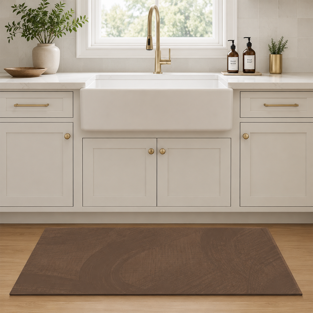 Mocha Abstract Brushstroke Rug