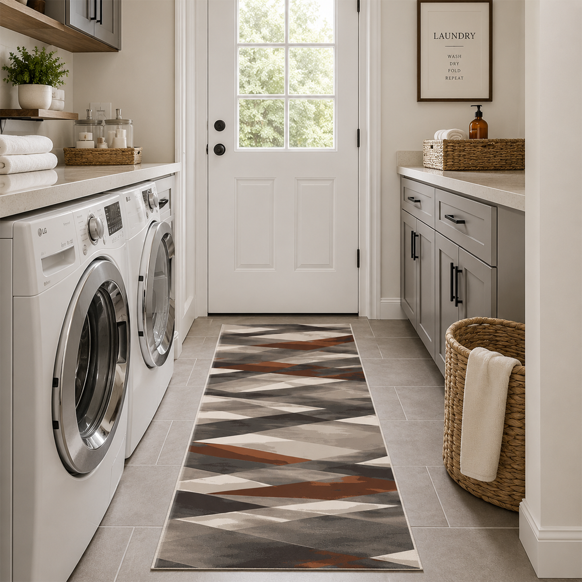 Rust Fusion Geometric Rug