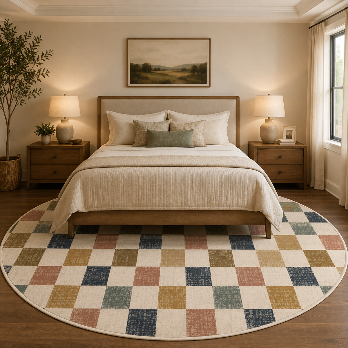 Multicolor Woven Checkerboard Rug