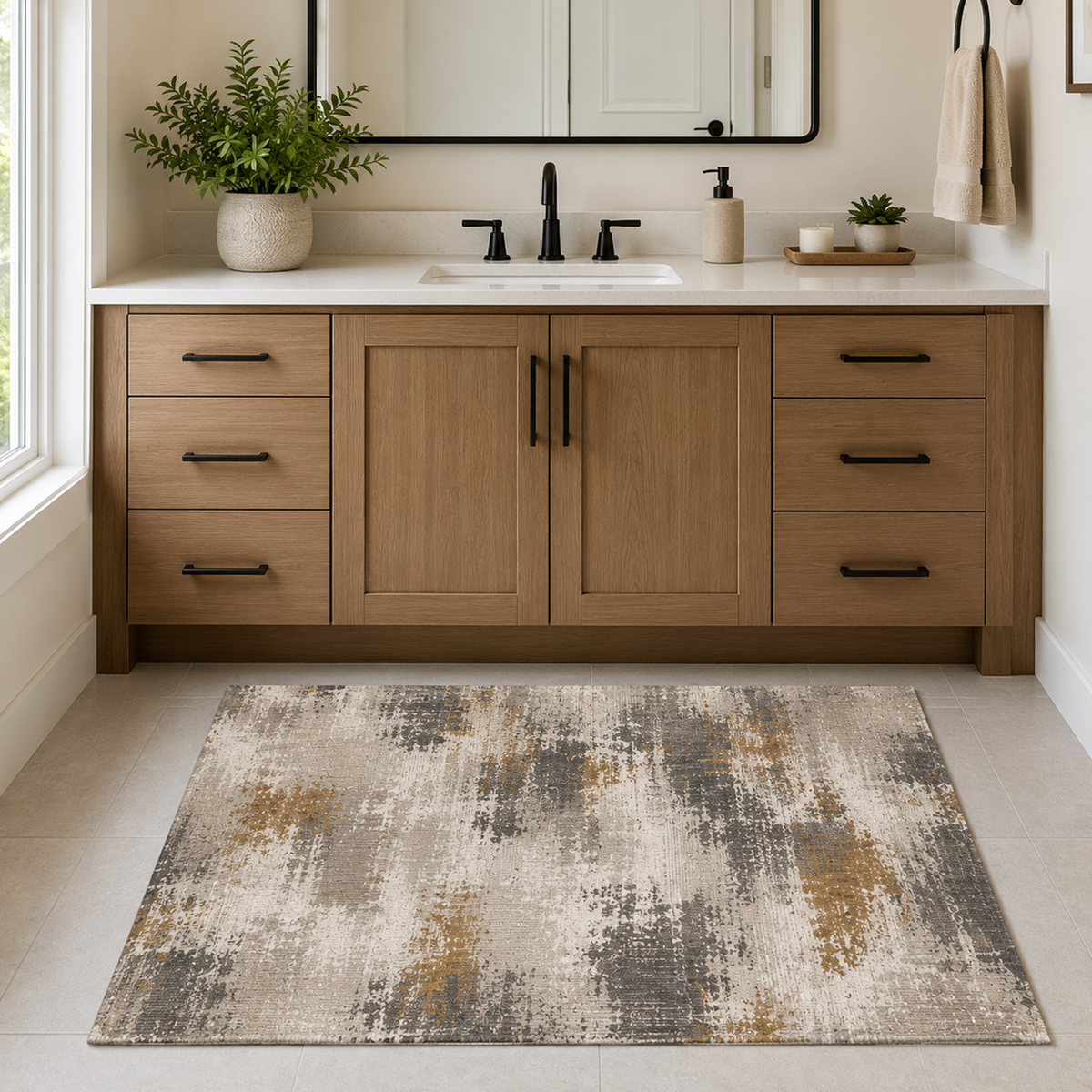 Ochre Stone Abstract Rug
