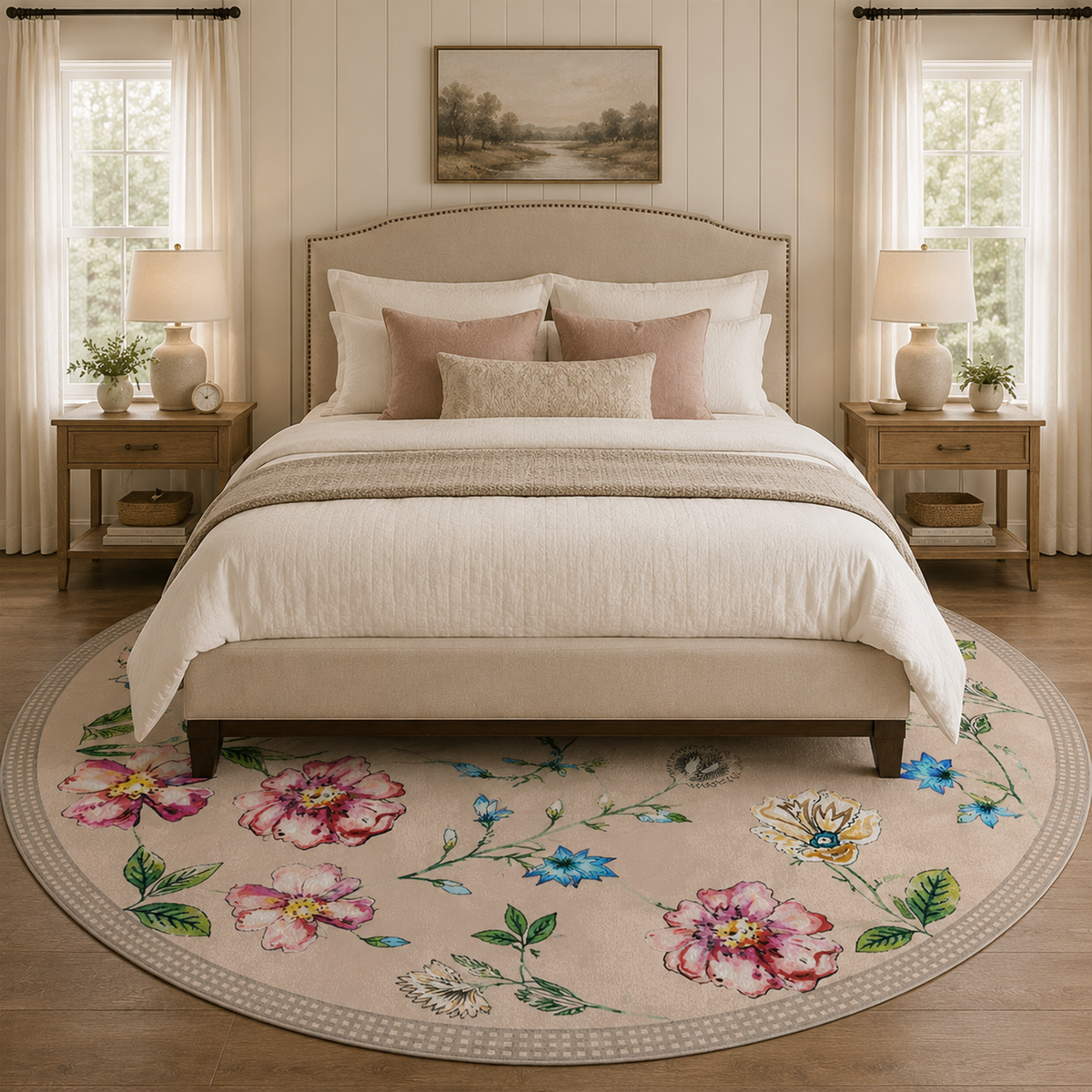 Vintage Floral Botanical Washable Area Rug
