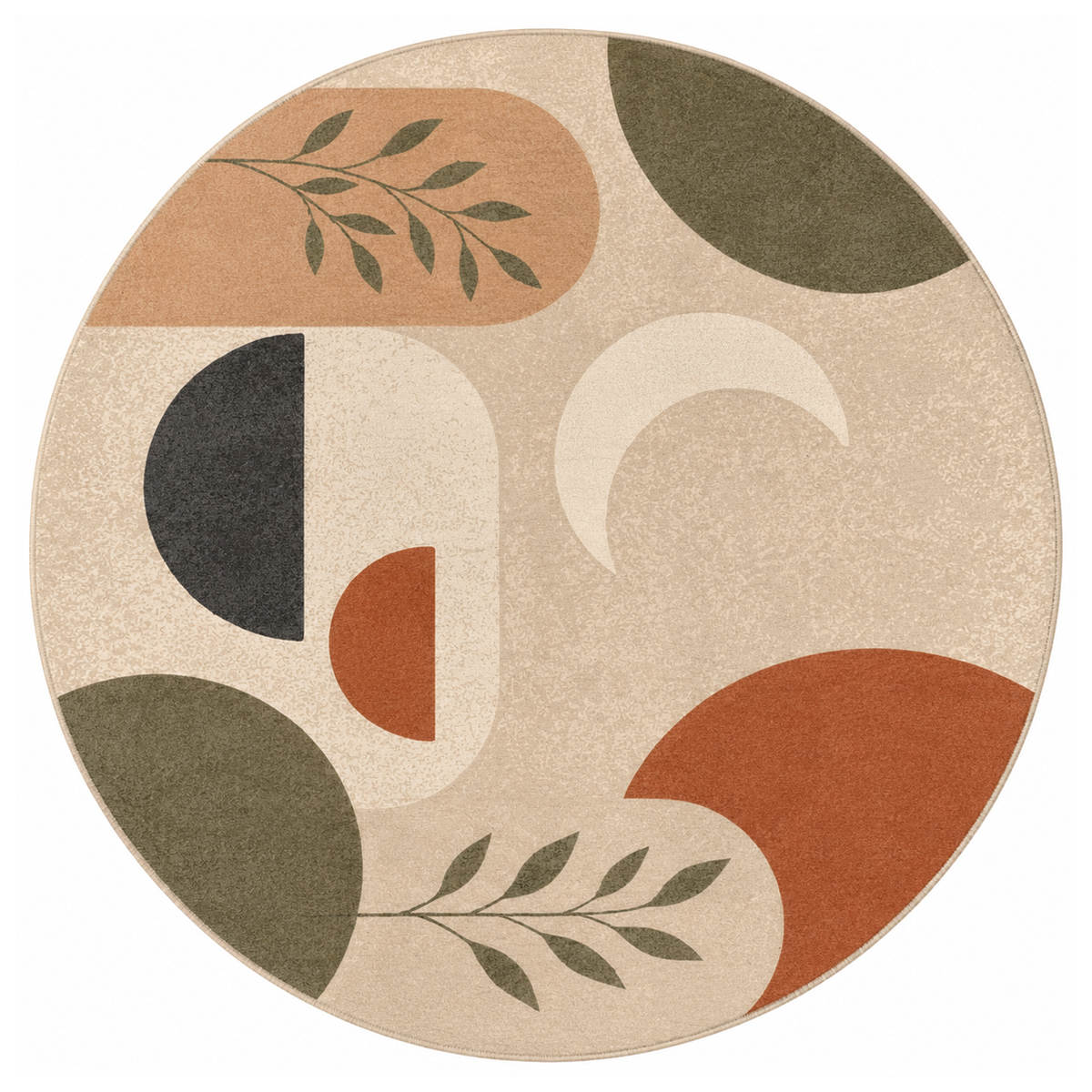 Modern Botanical Geometric Washable Area Rug