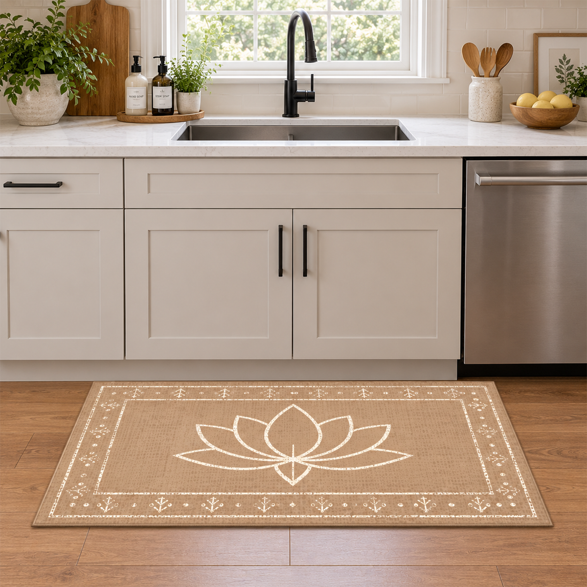 Sand Lotus Border Rug