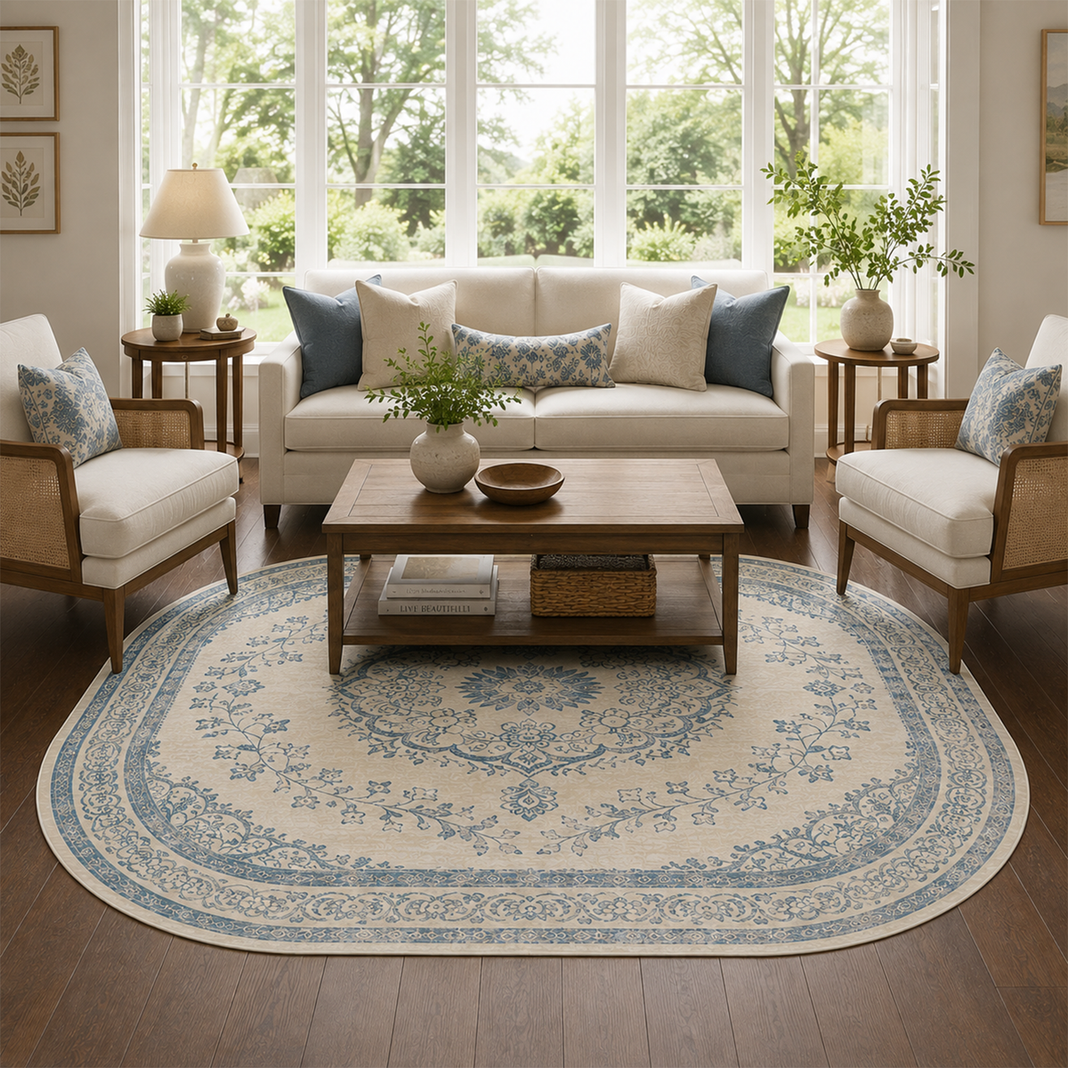 Porcelain Blue Floral Rug
