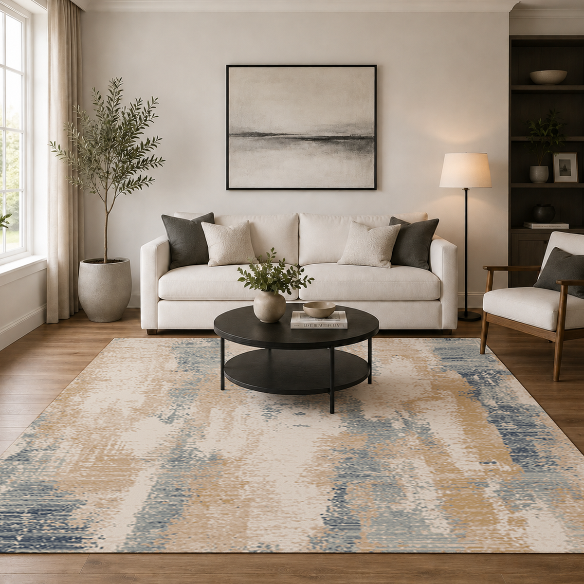 Coastal Blue Abstract Rug