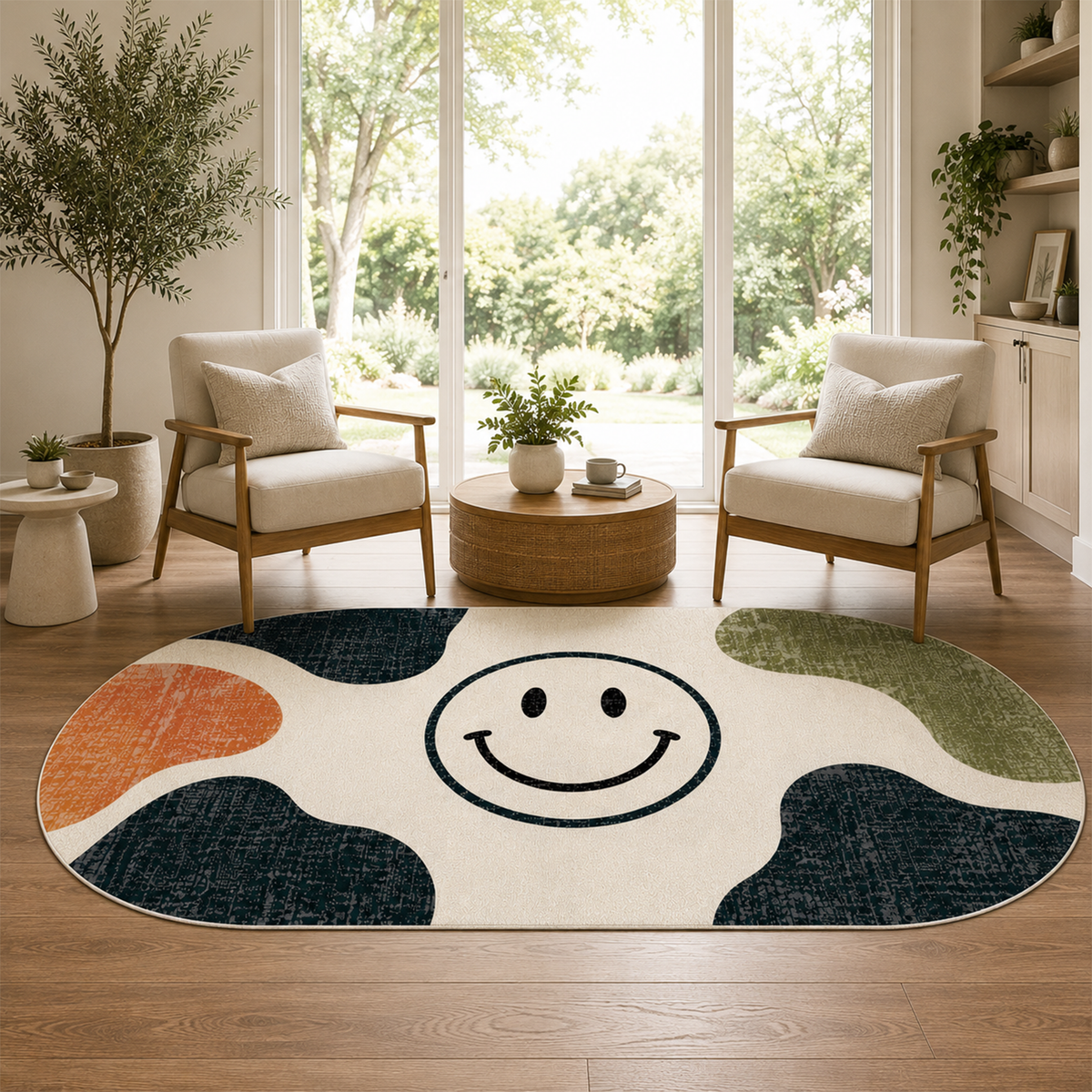 Retro Smiley Abstract Rug