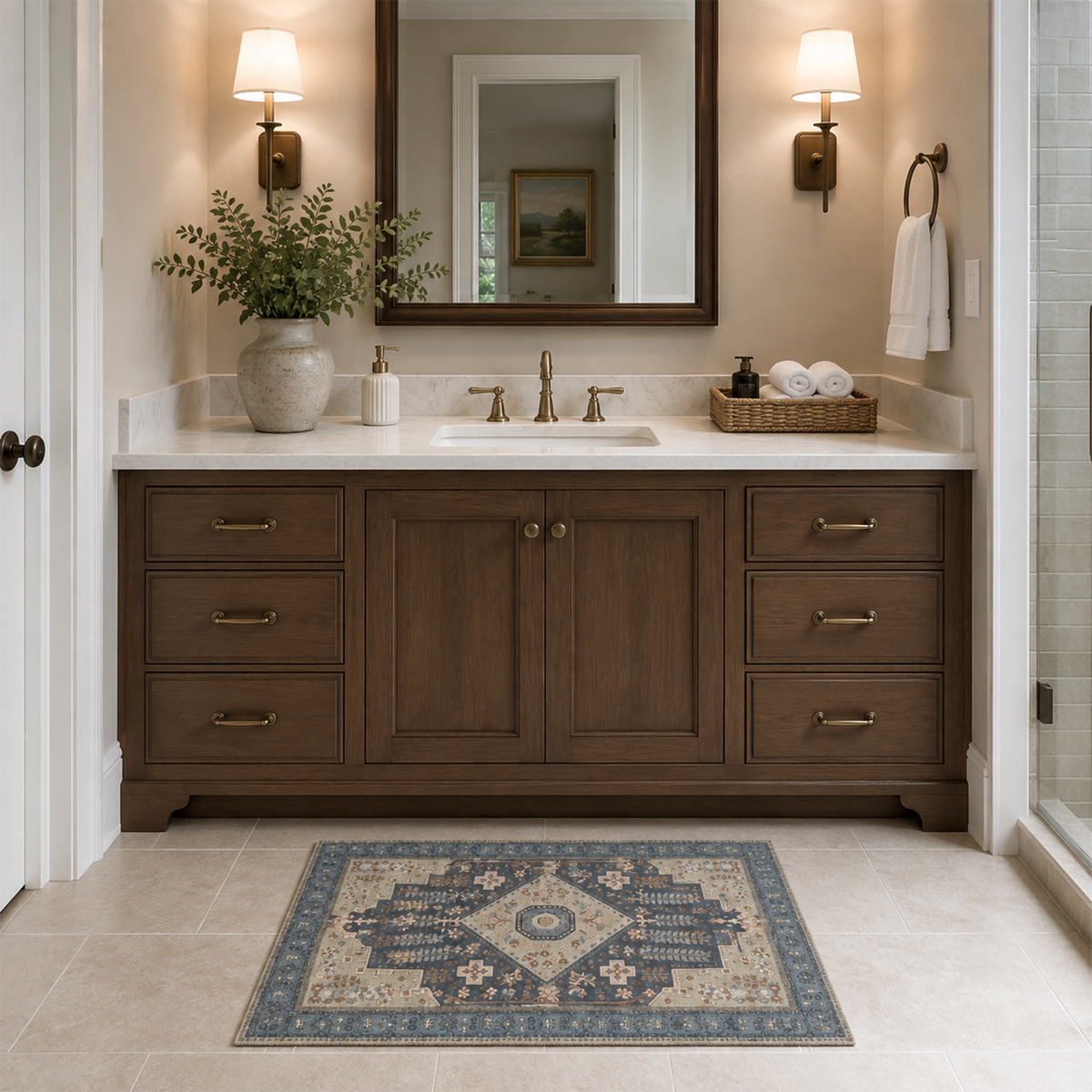 Traditional Navy Medallion Rug