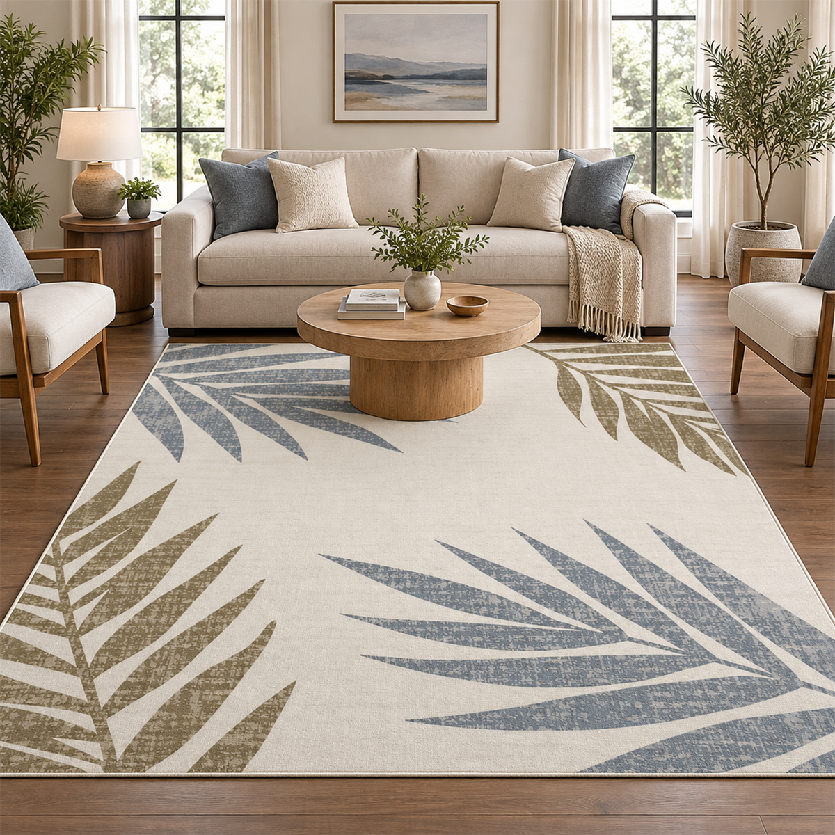 Coastal Palm Leaf Rug