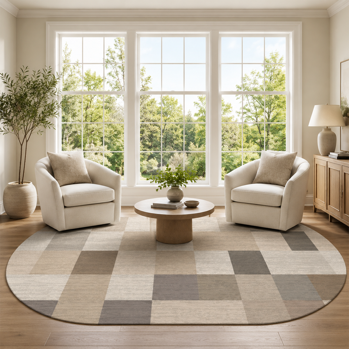 Tonal Patchwork Grid Rug